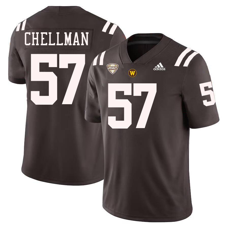 #57 Jake Chellman Western Michigan Broncos College Football Jerseys Stitched-Brown